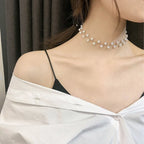 Collar Original Gargantilla de Perlas Blancas en Plata