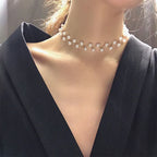 Collar Original Gargantilla de Perlas Blancas en Plata