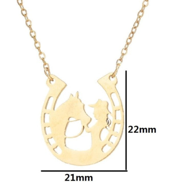 Collar de Herradura con Colgante de Pezuña Amuleto de la Suerte en Plata