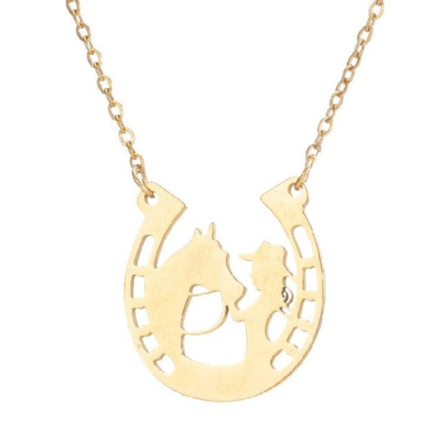 Collar de Herradura con Colgante de Pezuña Amuleto de la Suerte en Plata