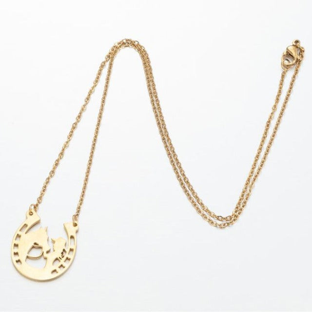 Collar de Herradura con Colgante de Pezuña Amuleto de la Suerte en Plata