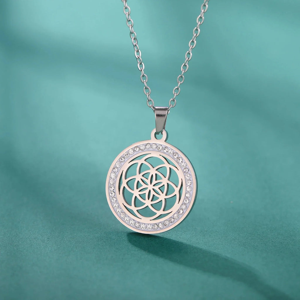 Collar Semilla de la Vida Colgante Mujer Flor de la Vida plata