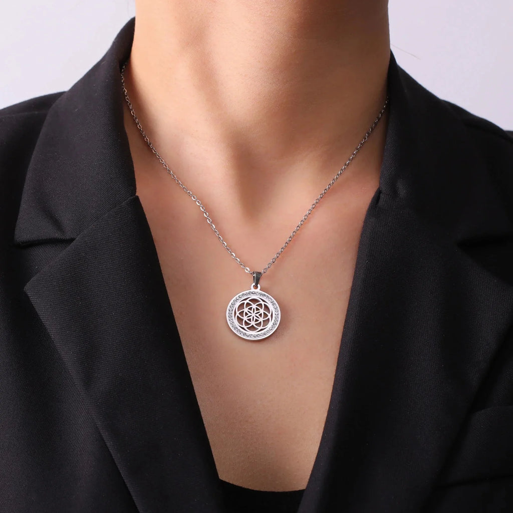 Collar Semilla de la Vida Colgante Mujer Flor de la Vida plata