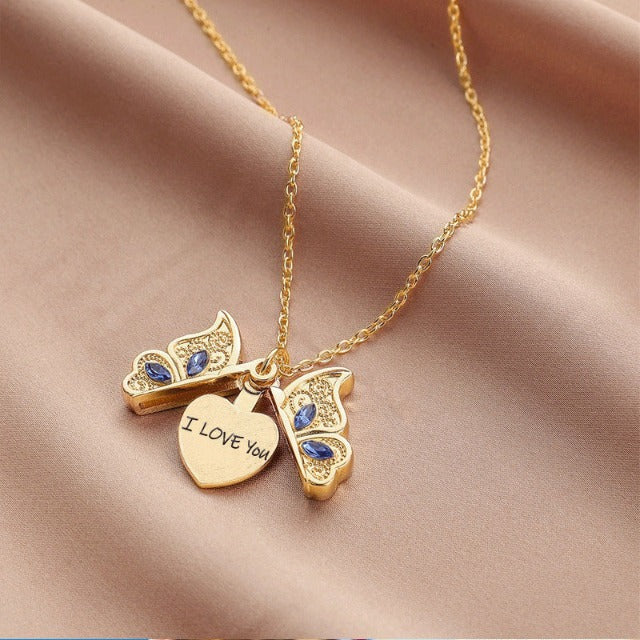 Collar I Love You Papillon de oro