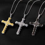 Collar y Medallón Cruz Hombre plata