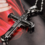 Collar y Medallón Cruz Hombre negro