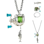 Collar mini-señuelo creativo para pescadores - colgante carrete 