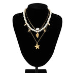 Collar Multicapa con Colgantes de Conchas y Estrellas de Mar