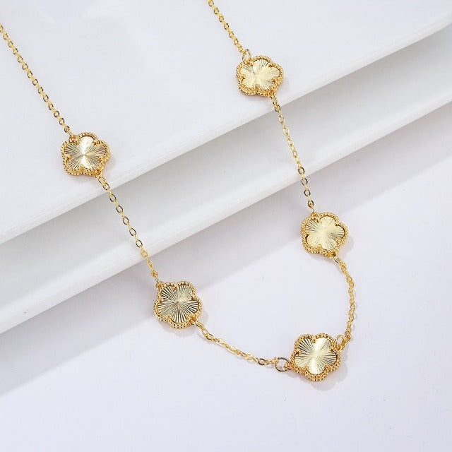 Collar de Oro con Ágata Trébol blanco nacarado Idea de Regalo Joyería para mujeres