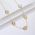 Collar de Oro con Ágata Trébol blanco nacarado Idea de Regalo Joyería para mujeres