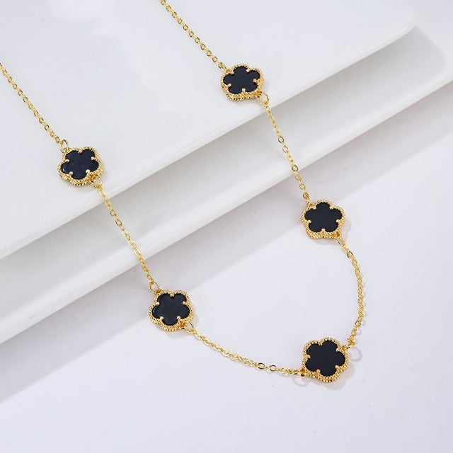 Collar de Oro con Ágata Trébol blanco nacarado Idea de Regalo Joyería para mujeres
