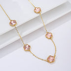 Collar de Oro con Ágata Trébol blanco nacarado Idea de Regalo Joyería para mujeres