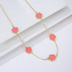 Collar de Oro con Ágata Trébol blanco nacarado Idea de Regalo Joyería para mujeres