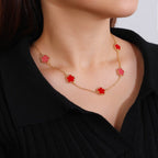 Collar de Oro con Ágata Trébol blanco nacarado Idea de Regalo Joyería para mujeres