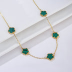 Collar de Oro con Ágata Trébol blanco nacarado Idea de Regalo Joyería para mujeres