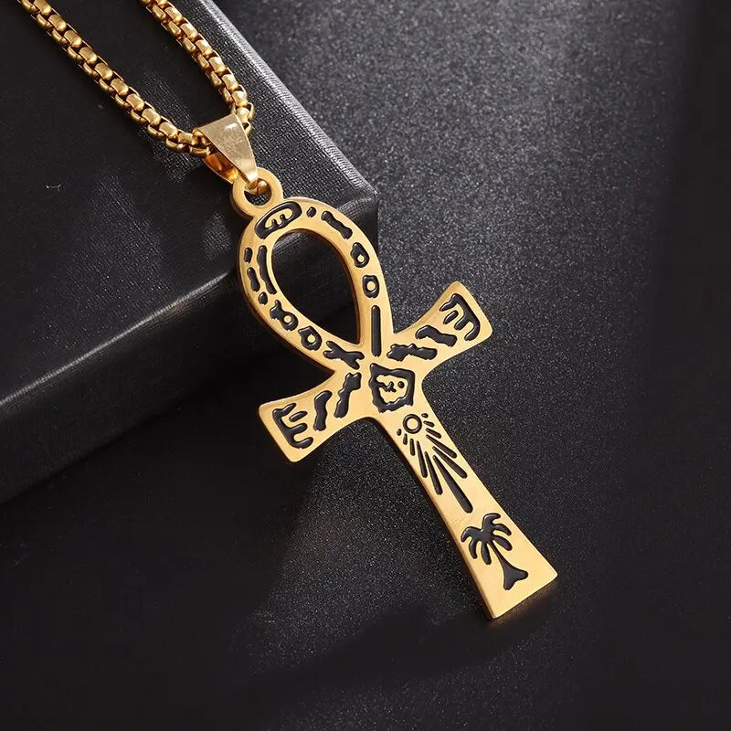 Collar Colgante Amuleto Cruz de Ankh Egipto oro estilo 2