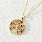 Life Tree Pendant Necklace with Multicolored Beads a