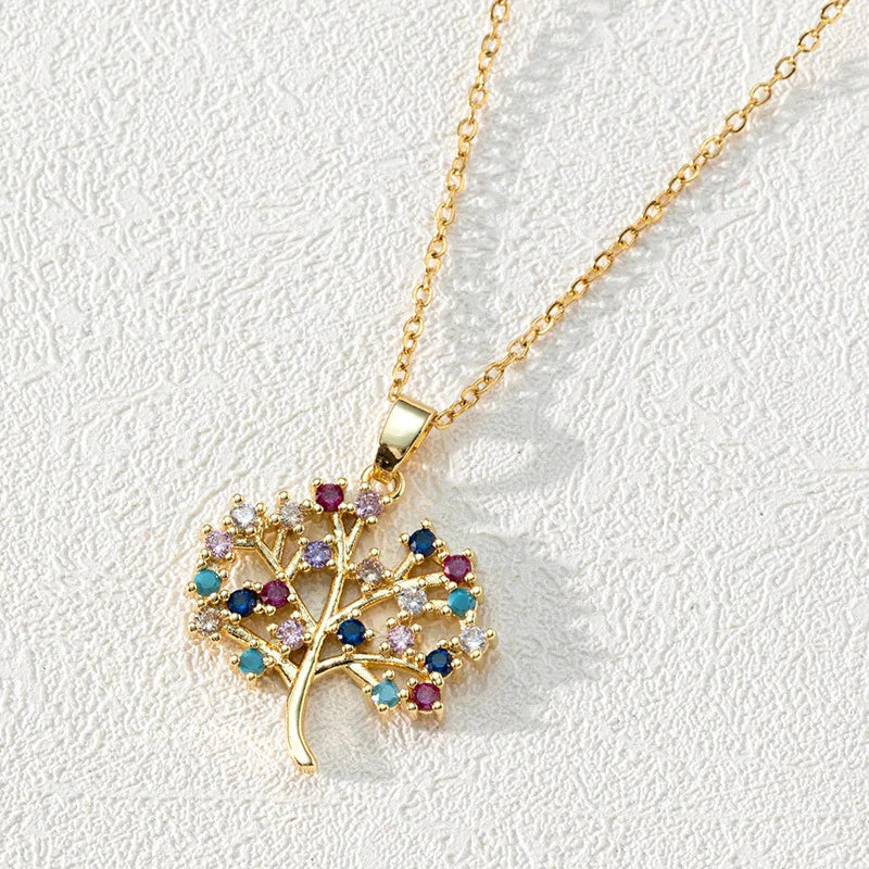 Life Tree Pendant Necklace with Multicolored Beads b