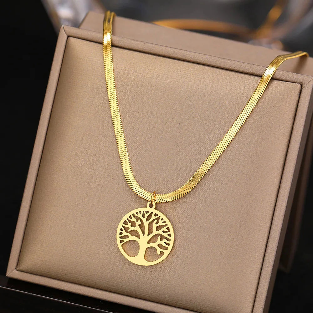 Collar y Colgante Árbol de la Vida - Cadena y Medallón Mujer Árbol de la Vida oro
