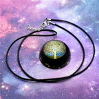 Collar con Colgante de Árbol de la Vida en Turmalina Negra