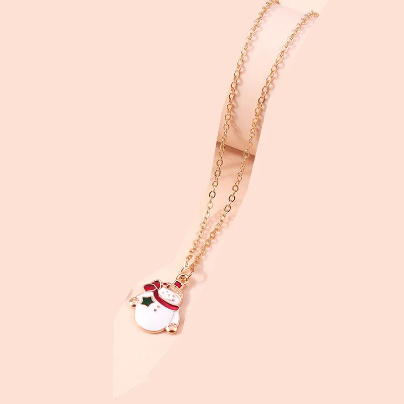 Collar con Colgante de Muñeco de Nieve Navideño