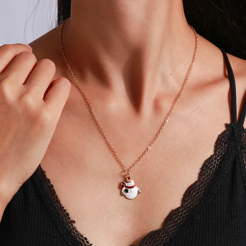 Collar con Colgante de Muñeco de Nieve Navideño