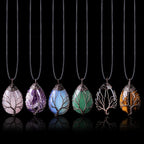 Collar Colgante Bola Piedra Natural Árbol de la Vida