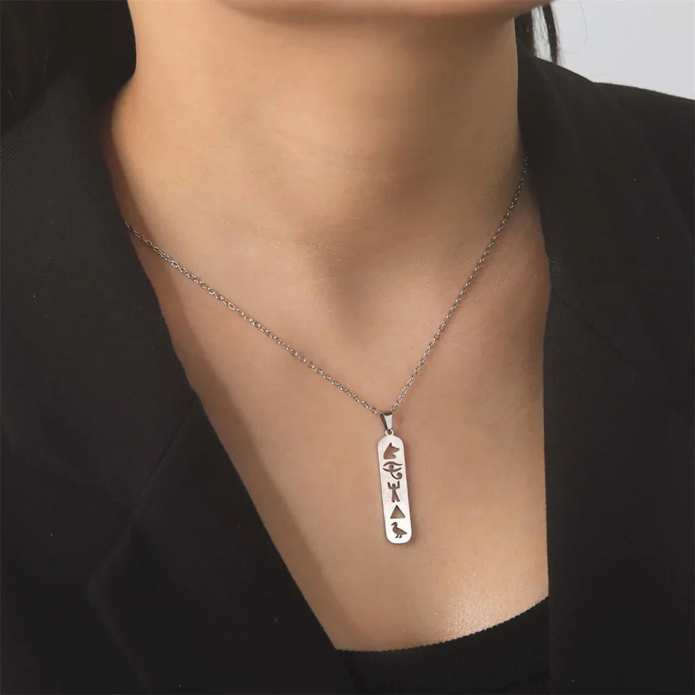 Collar Colgante Cartucho Jeroglíficos Egipto plata estilo 2