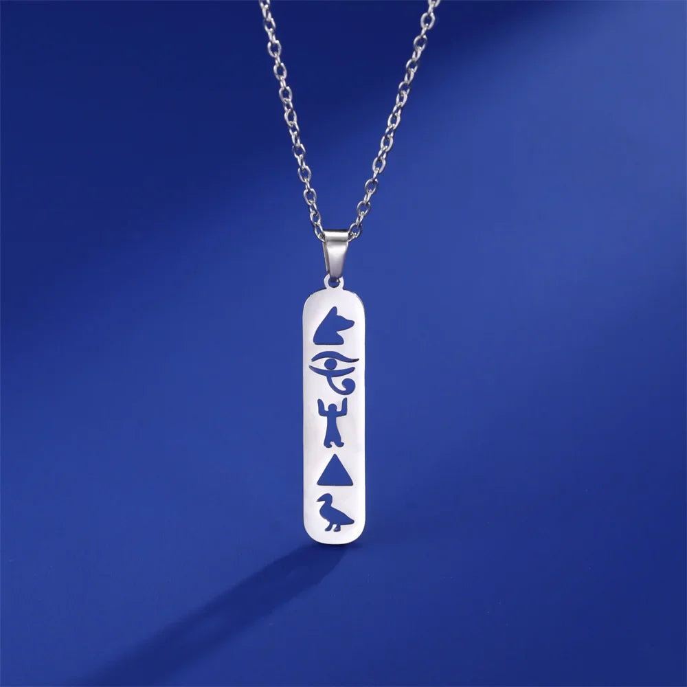 Collar Colgante Cartucho Jeroglíficos Egipto plata estilo 2