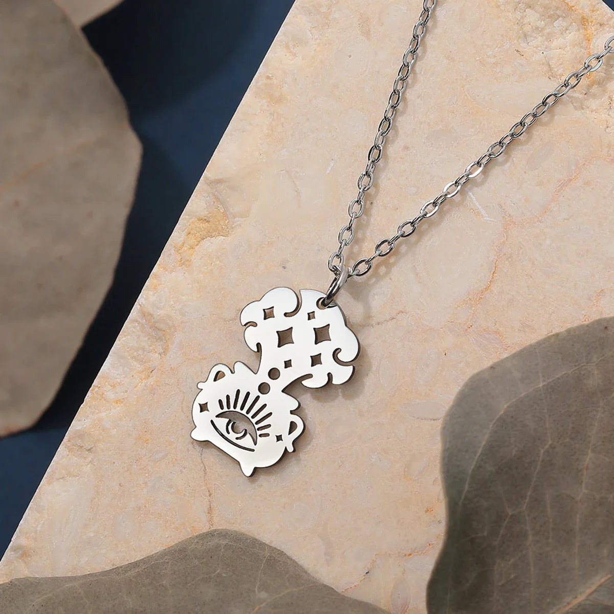 Collar Colgante Caldero Hechicería Wicca plata