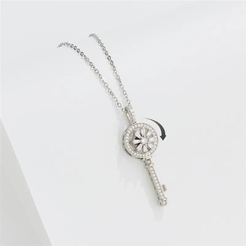Collar Colgante Llave Giratoria Anti-Estrés plata