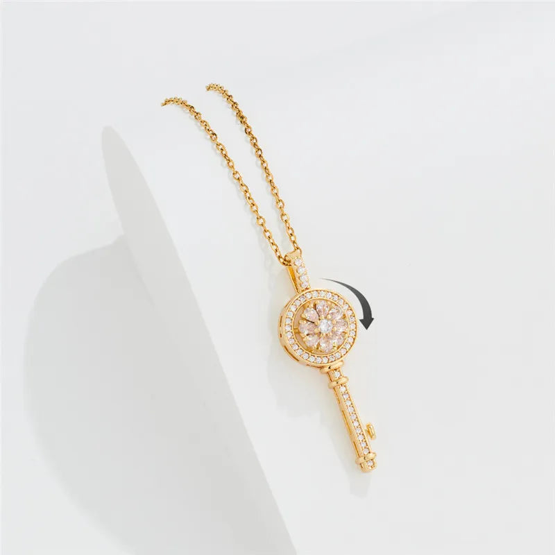 Collar Colgante Llave Giratoria Anti-Estrés oro