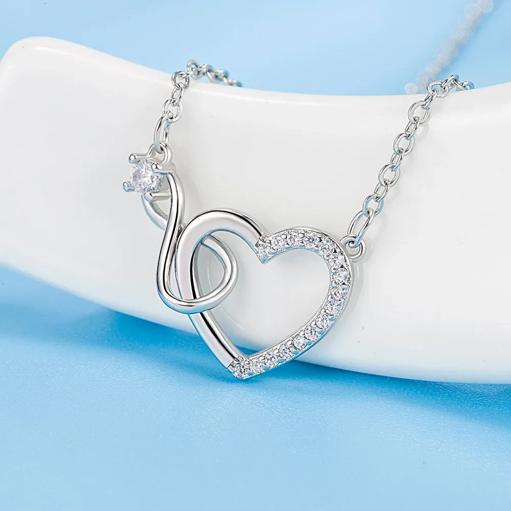 Collar Colgante Corazón Plata Infinito