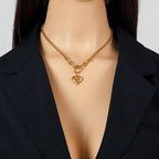 Heart Pendant Choker Necklace gold