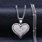 Collar Colgante Corazón & Circonitas plata y blanco