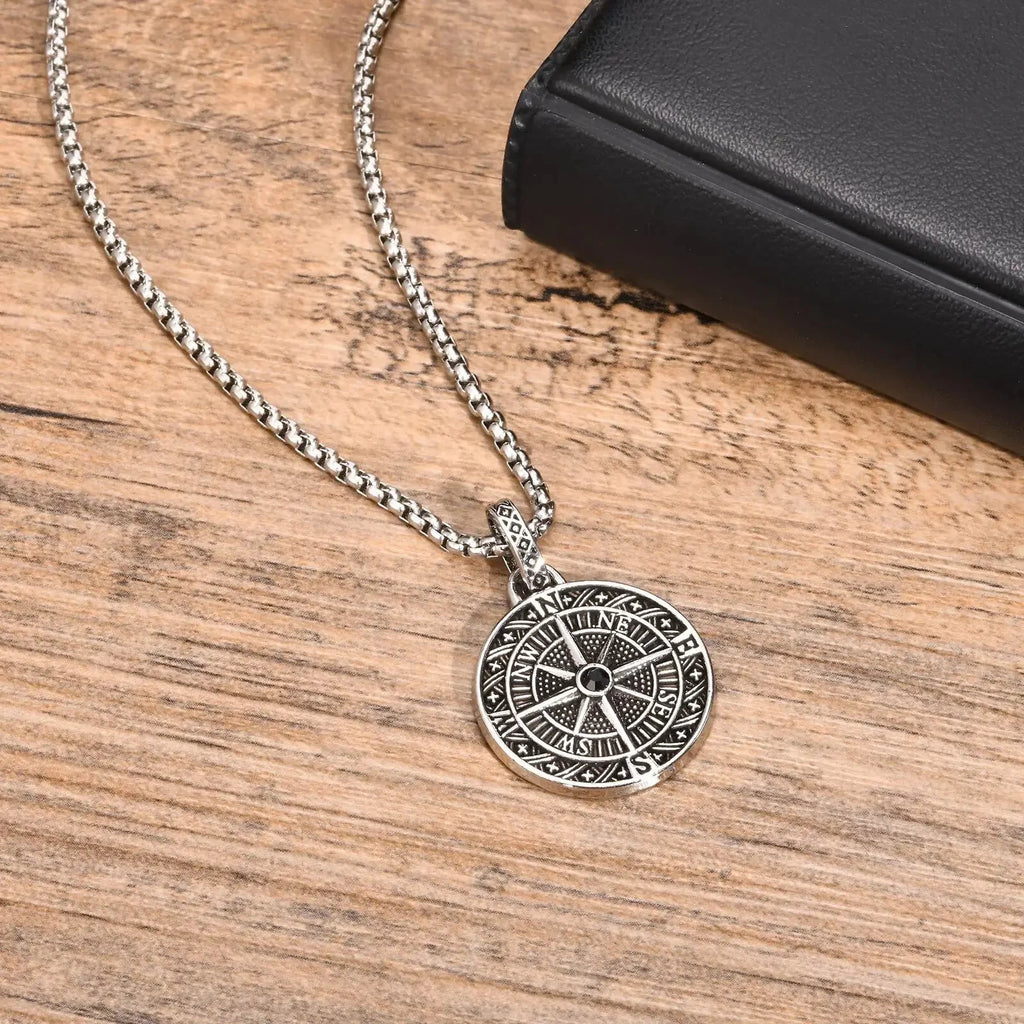 Collar Colgante Brújula Náutica Rosa de los Vientos para Hombre