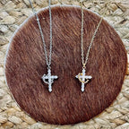 Collar Colgante Cruz y Corona plata