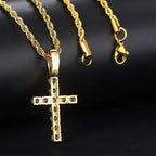 Collar y Colgante Cruz con Circonitas en Oro