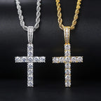 Collar y Colgante Cruz con Circonitas en Plata