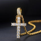 Collar y Colgante Cruz con Circonitas en Oro