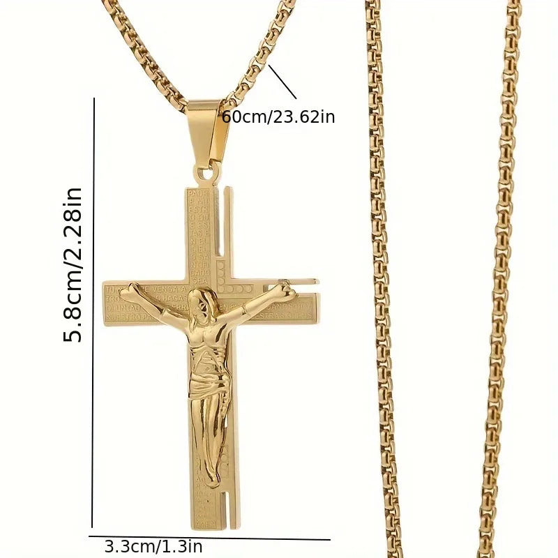 Collar Colgante Cruz - Crucifijo Jesús Para Hombre