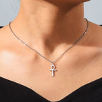 Collar con colgante egipcio Cruz de Ankh para mujer en plata
