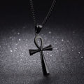 Collar Colgante Egipcio Cruz de Ankh Hombre Mujer negro