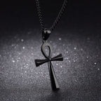 Collar Colgante Egipcio Cruz de Ankh Hombre Mujer negro