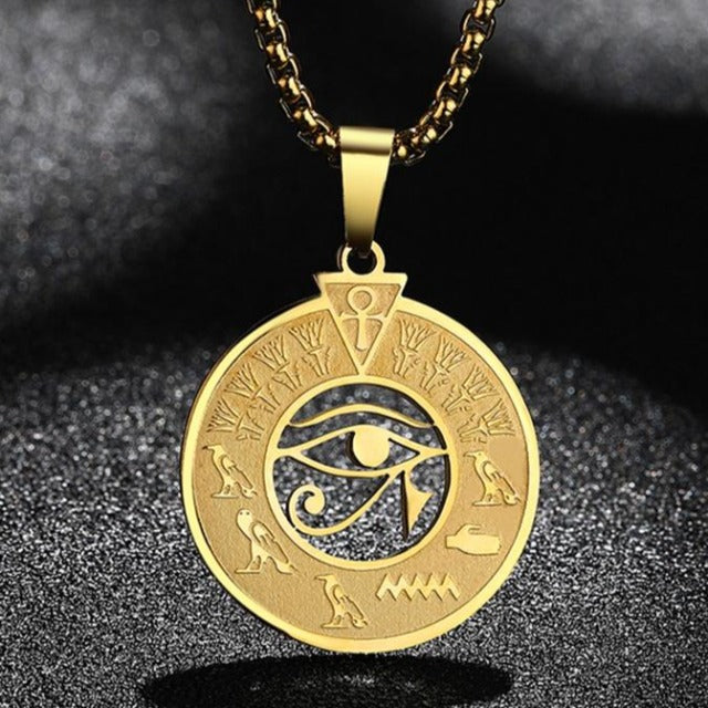 Collar con Colgante Egipcio Ojo de Horus para Hombre y Mujer en oro