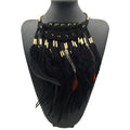 Collar con colgante de gargantilla étnica pluma negra