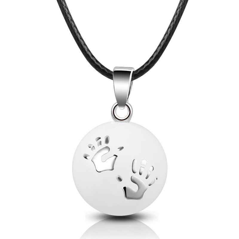 Collar Colgante para Mujer Embarazada Bola de Embarazo con pies plateados