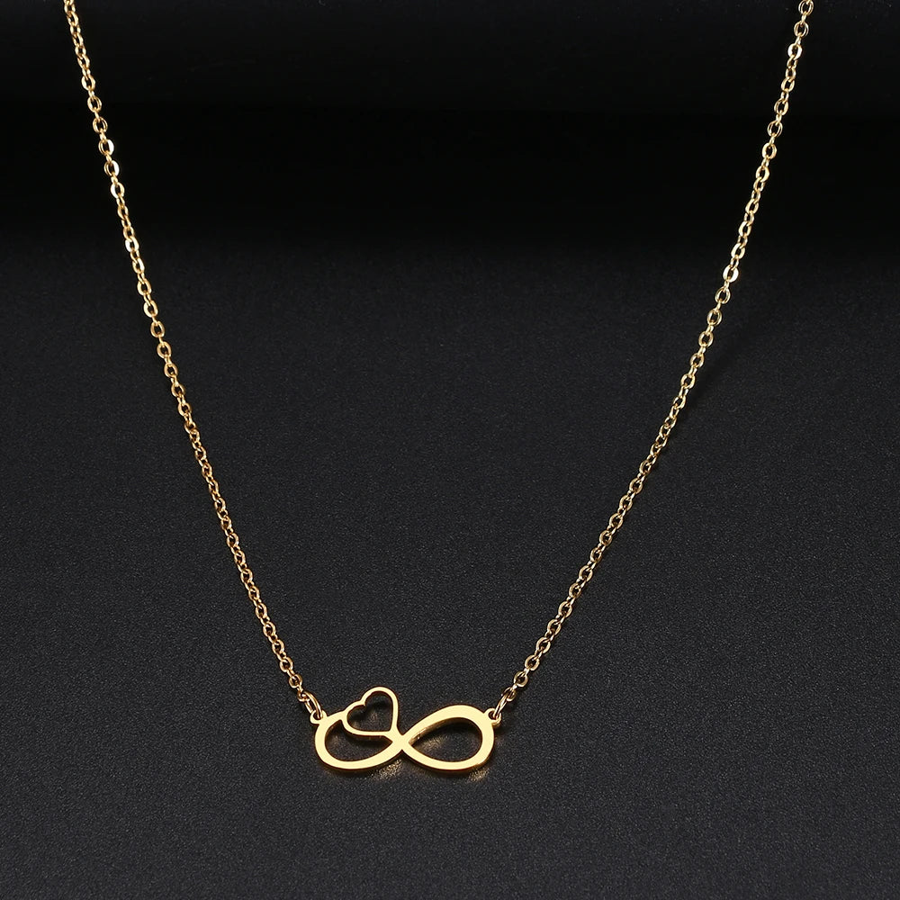 Collar Colgante para Mujer Símbolo Infinito y Corazón oro