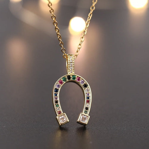 Collar con Colgante de Herradura de la Suerte multicolor