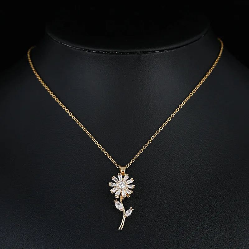Collar Colgante Flor de Girasol Giratoria Antiestrés oro
